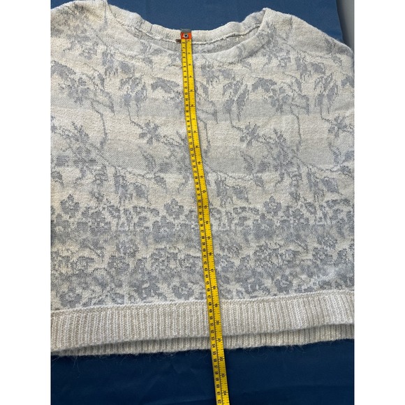 Free People Gray and White Boat Neck Sweater with Zip Sides Medium Pre-owned - Picture 8 of 9